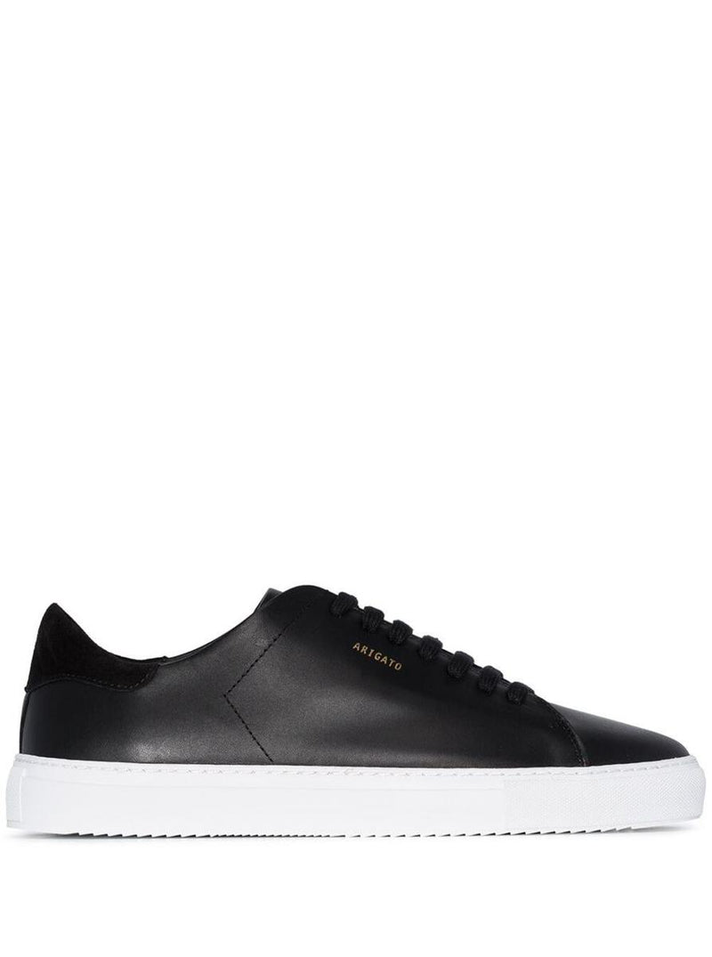 '90 Clean' Black Low Top Sneakers With Logo Lettering On The Side In Leather Man