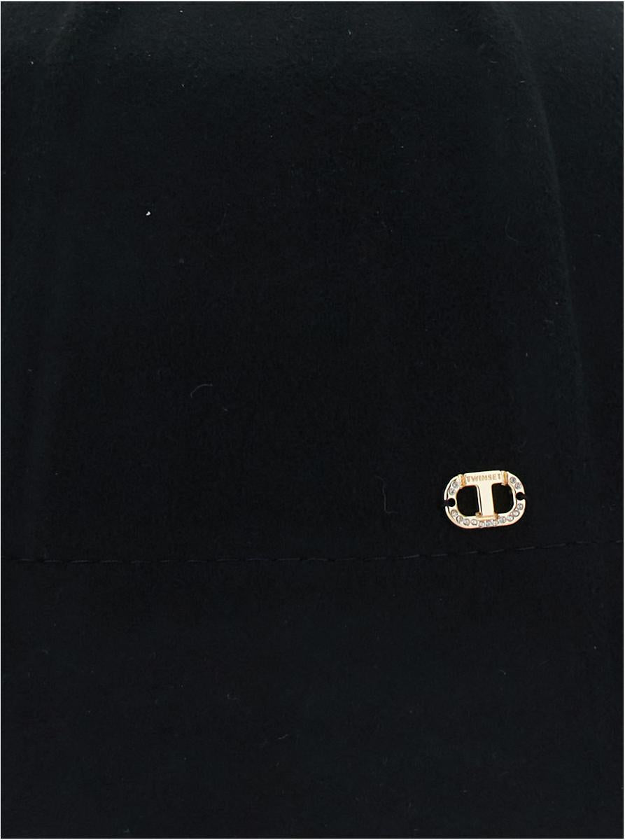 Black Bucket Hat With Logo Plaque On The Front In Cotton Woman