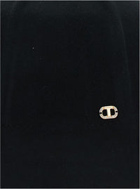 Black Bucket Hat With Logo Plaque On The Front In Cotton Woman