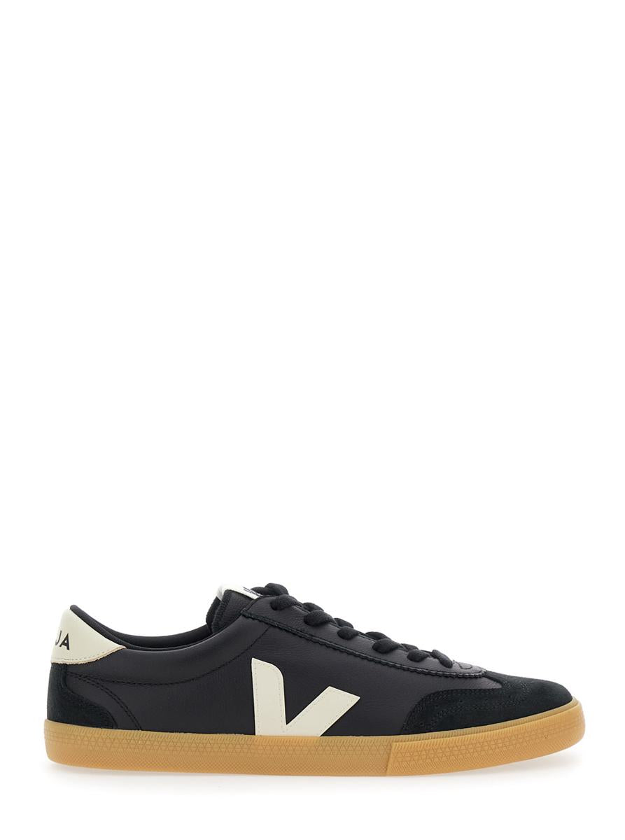 'Volley' Black Sneakers With Side Logo And Lettering Logo On The Heel In Organic Cotton Unisex