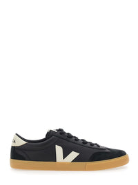 'Volley' Black Sneakers With Side Logo And Lettering Logo On The Heel In Organic Cotton Unisex