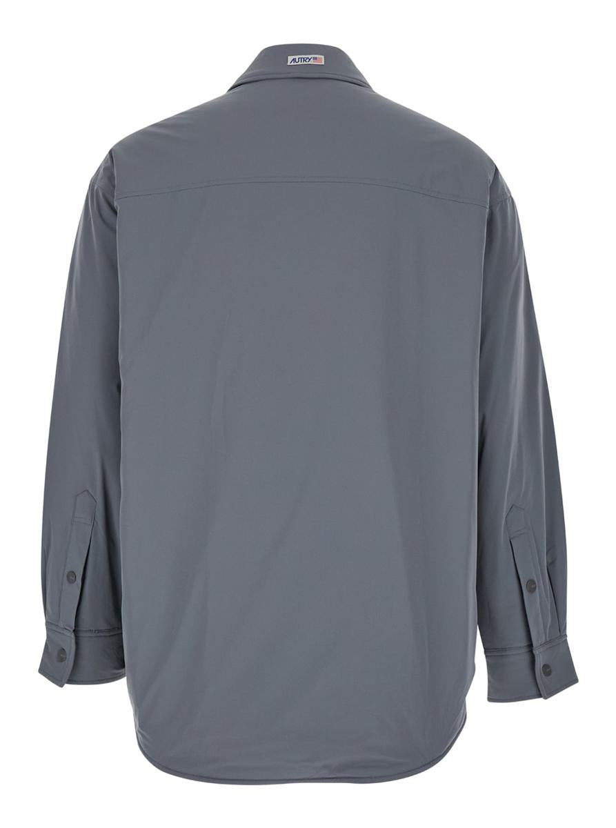 Grey Jacket With Patch Pocket In Padded Fabric Man