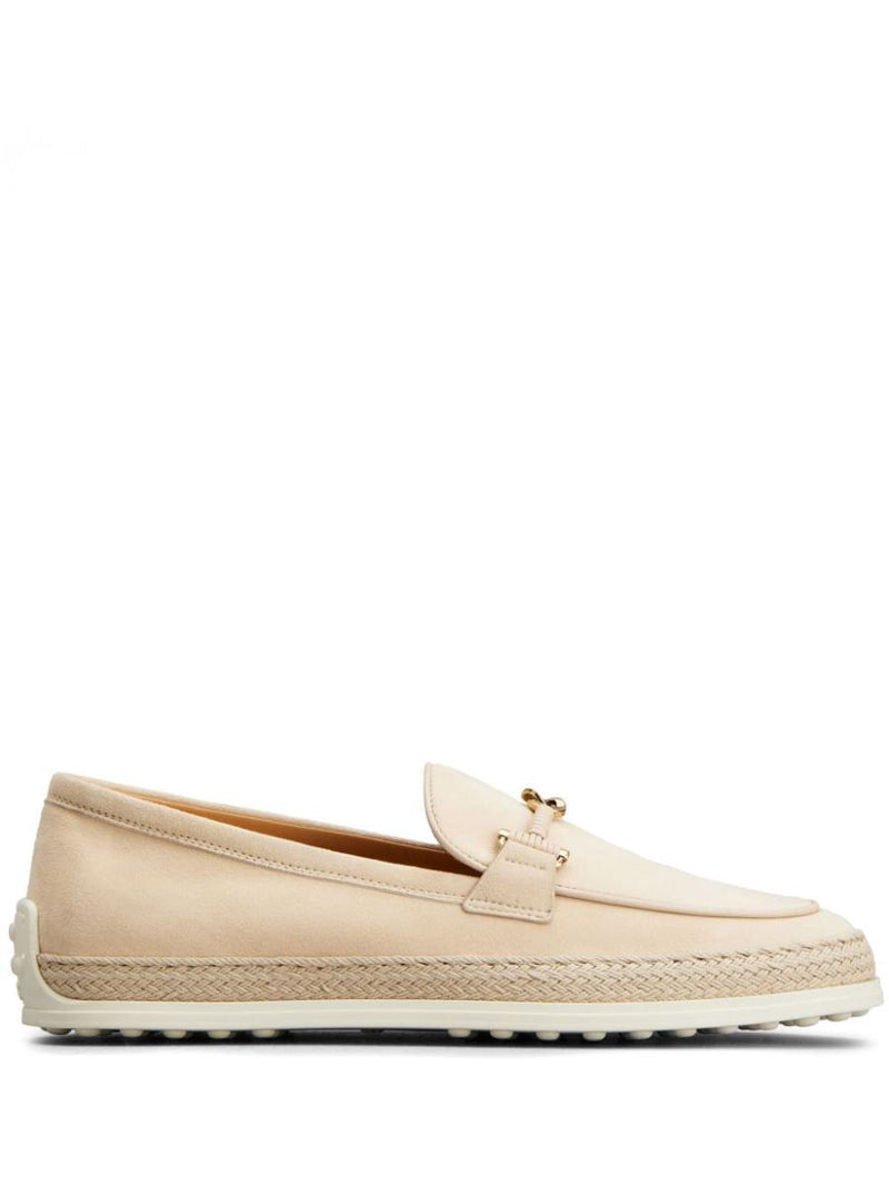 Tod'S Suede Slipper Loafers With Double T Ring Accessory Shoes