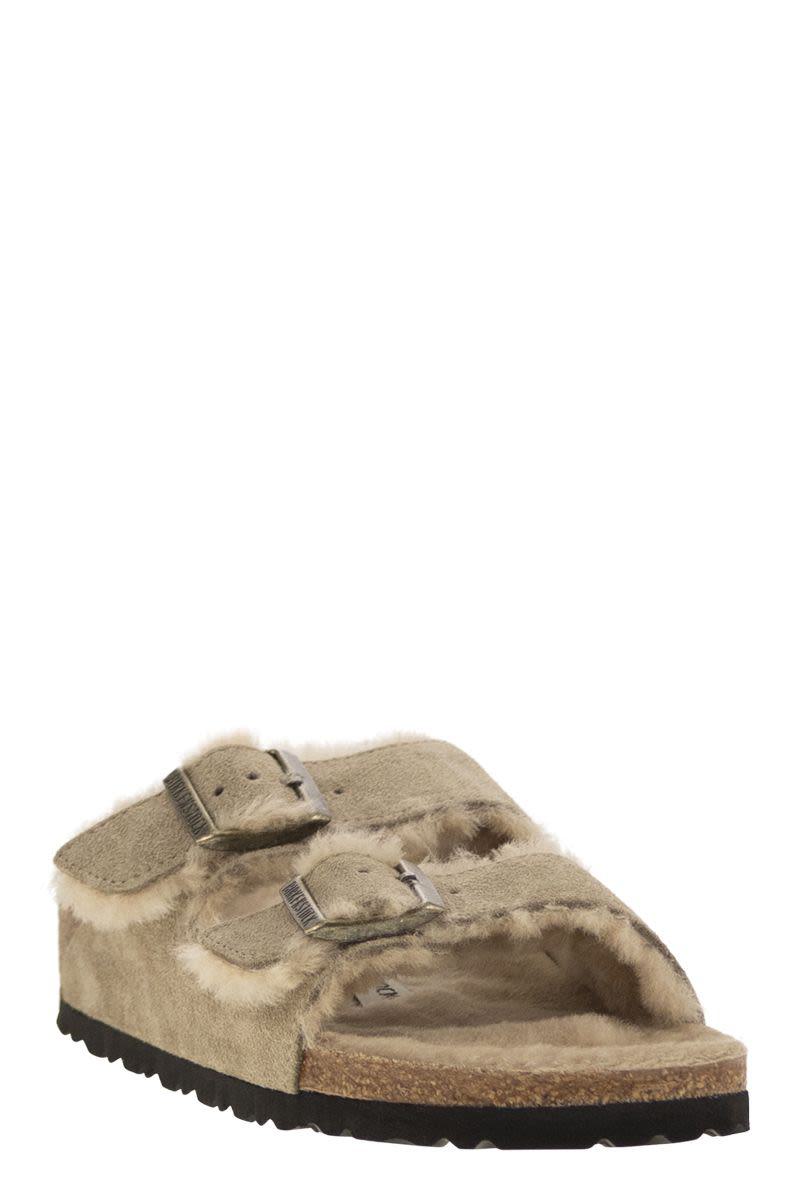 Birkenstock Arizona - Suede Lamb Fur Slipper